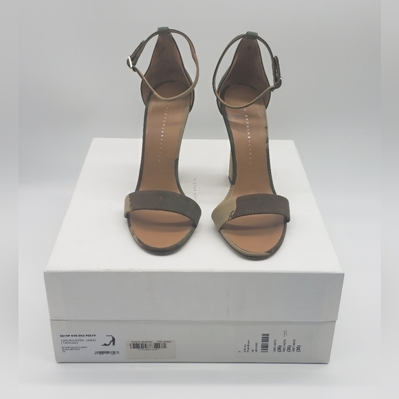 1236- Victoria Beckman Sandals Size 36EU 5.5 US Army Colors - Picture 6 of 6